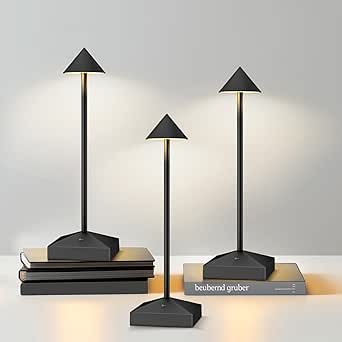 FUNTAPHANTA - Lámpara de mesa inalámbrica minimalista (paquete de 3), LED recargable a batería, atenuación continua, portátil, 3000 K, para comedor, dormitorio y sala de estar.
