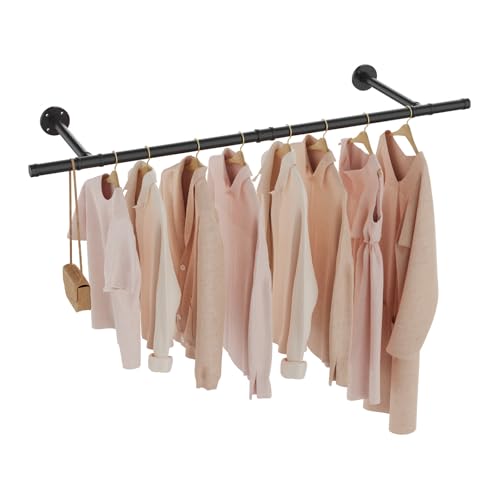Perchero de pared GUOHNHE fabricado en hierro fundido maleable, con un diámetro de 2.3 cm y una capacidad de carga de hasta 60 kg. Este sistema de armario de bricolaje permite combinar perchas de diferentes tamaños. Fácil montaje con tornillos y tubos de expansión incluidos. Ideal para salas de estar, cocina, baño, dormitorio o armarios.