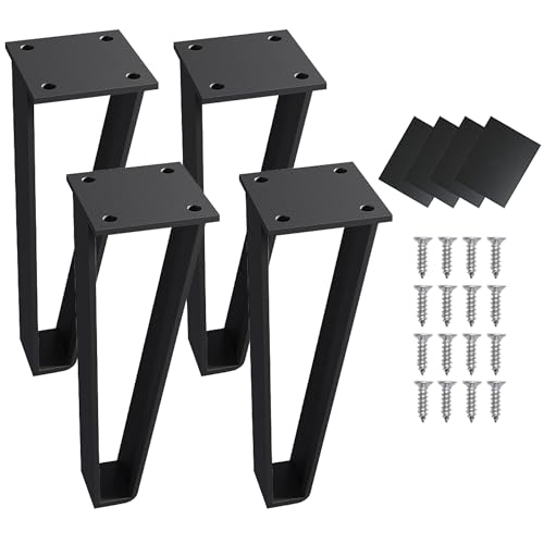 Patas de mesa de metal INMOZATA de 41 cm, fabricadas en acero resistente al óxido con un diámetro de 10 mm. Incluyen 4 almohadillas de goma antideslizantes y tornillos para fácil instalación. Diseño industrial y moderno, ideales para mesas de comedor, cómodas y escritorios. Disponibles en 3 alturas: 10 cm, 20 cm y 41 cm.