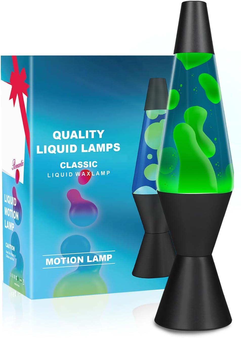 Lámpara de lava flotante para niños, 37 cm, para adultos, que cambia de color, ideal para relajarse (agua azul oscuro, cera amarilla)