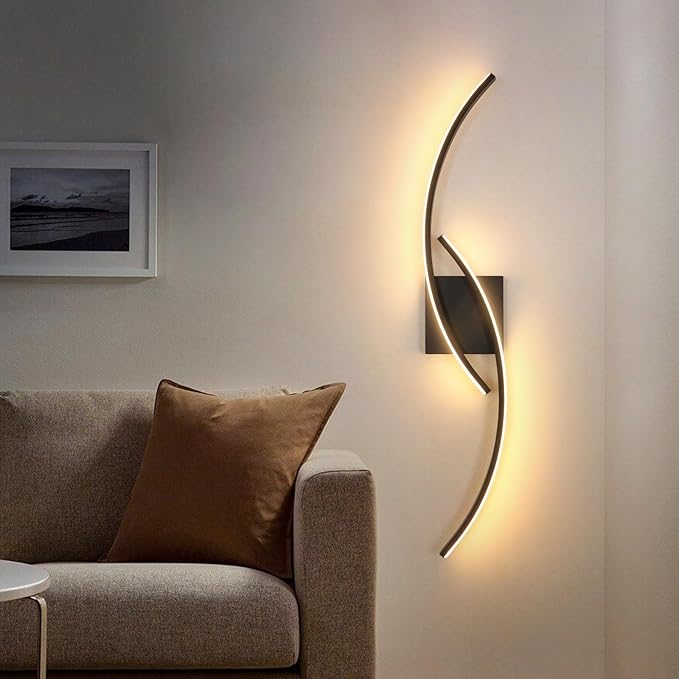Comely Led Aplique de Pared Negro Luz Cálida 80cm 25w [Clase de eficiencia energética E]
