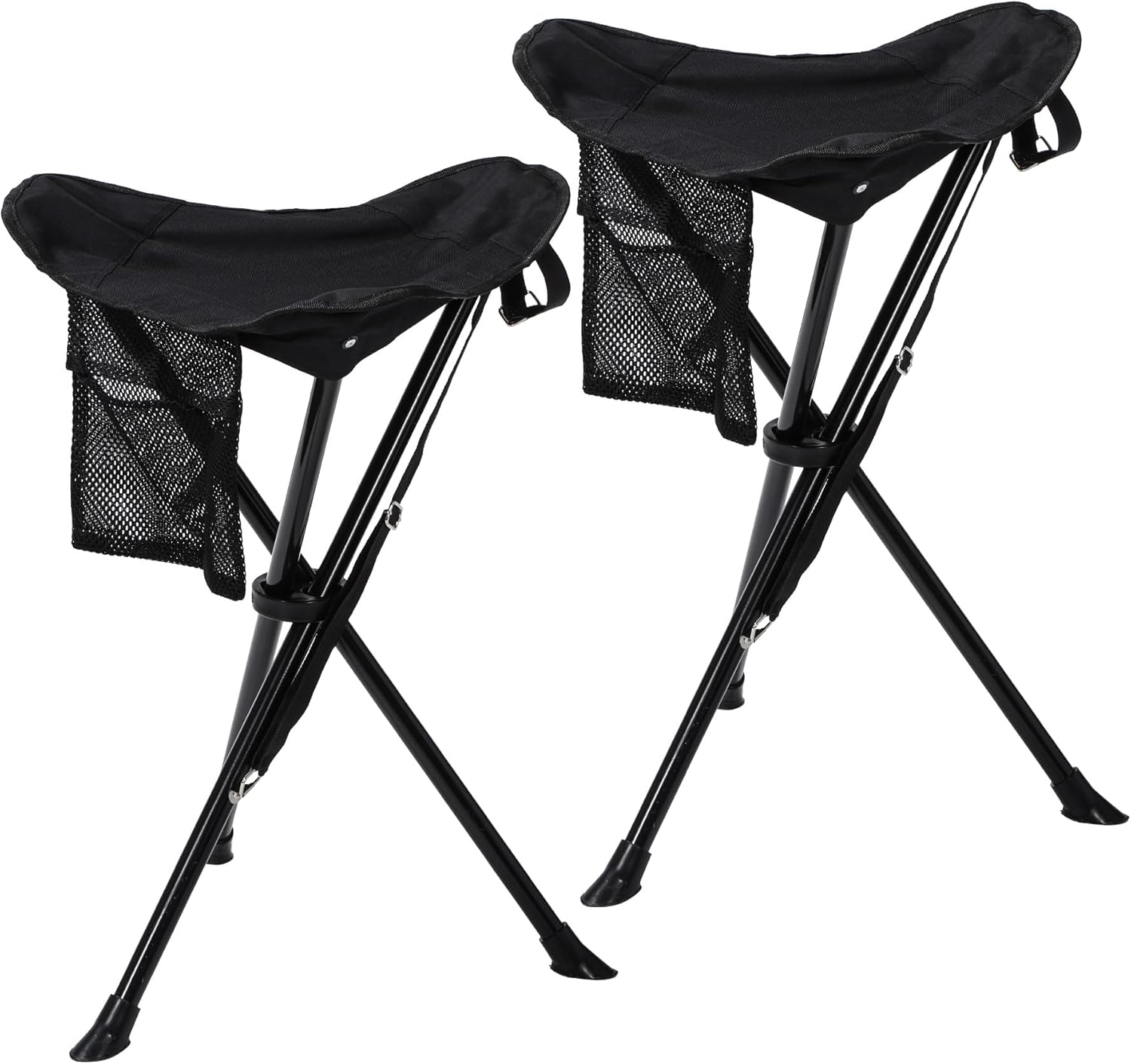 Juego de 2 taburetes altos plegables REDCAMP, taburetes trípode plegables, taburetes ultraligeros para camping, ligeros, capacidad de carga de 150 kg, taburetes para pesca, camping, senderismo, caza, pesca y viajes, color negro