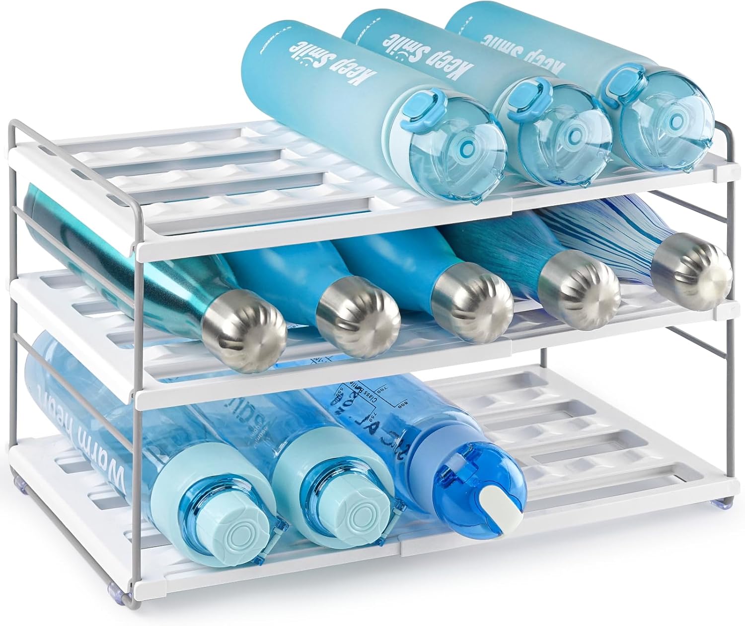 Organizador de botellas mepure, organizador de botellas expandible, contenedor de organización de cocina ajustable, organizador de 3 piezas para botella deportiva isotérmica.