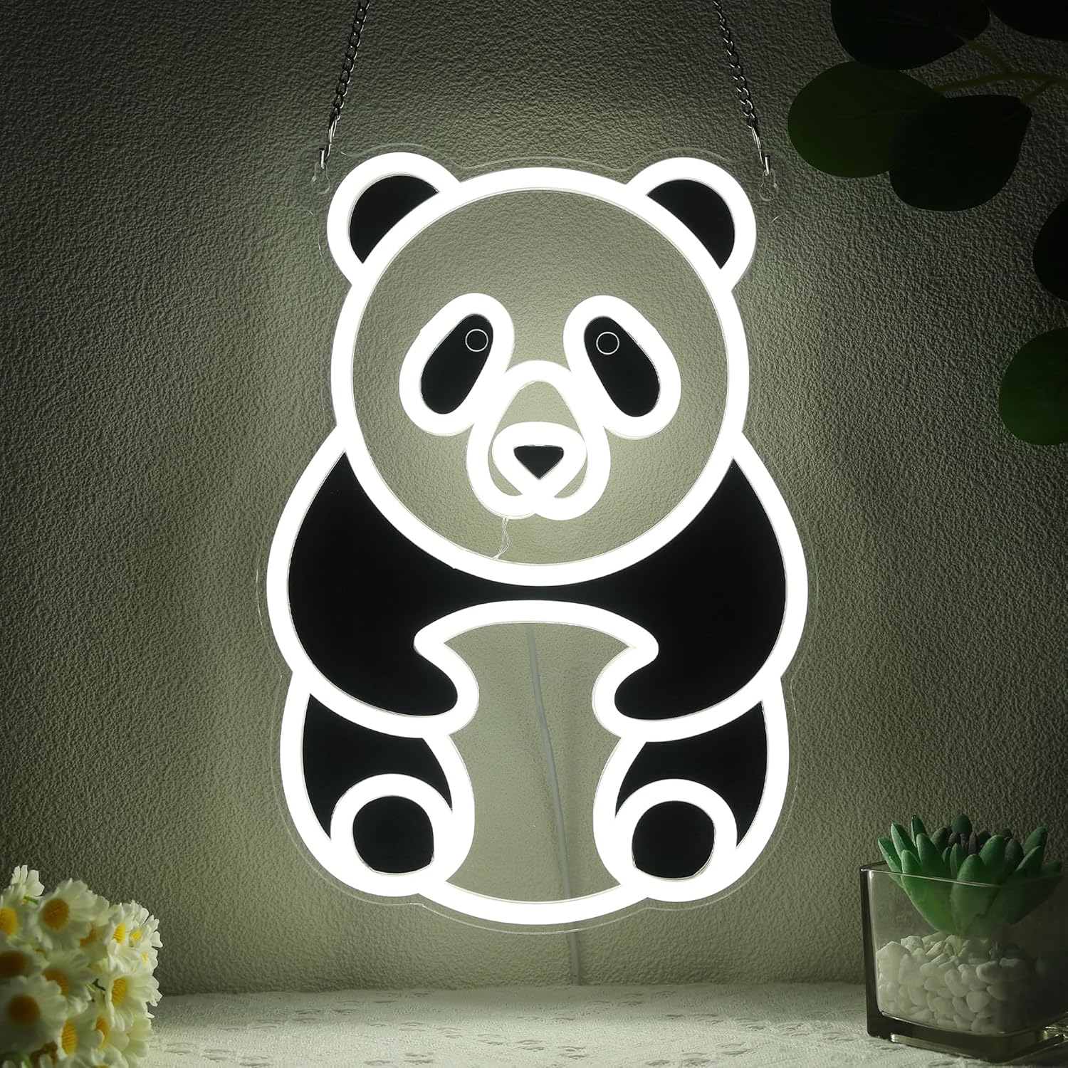 Letrero de neón de panda de YuanDian, luces de neón de animales para la decoración de paredes de dormitorios y salas de estar, regalos de cumpleaños para niños y adultos amantes de los pandas.
