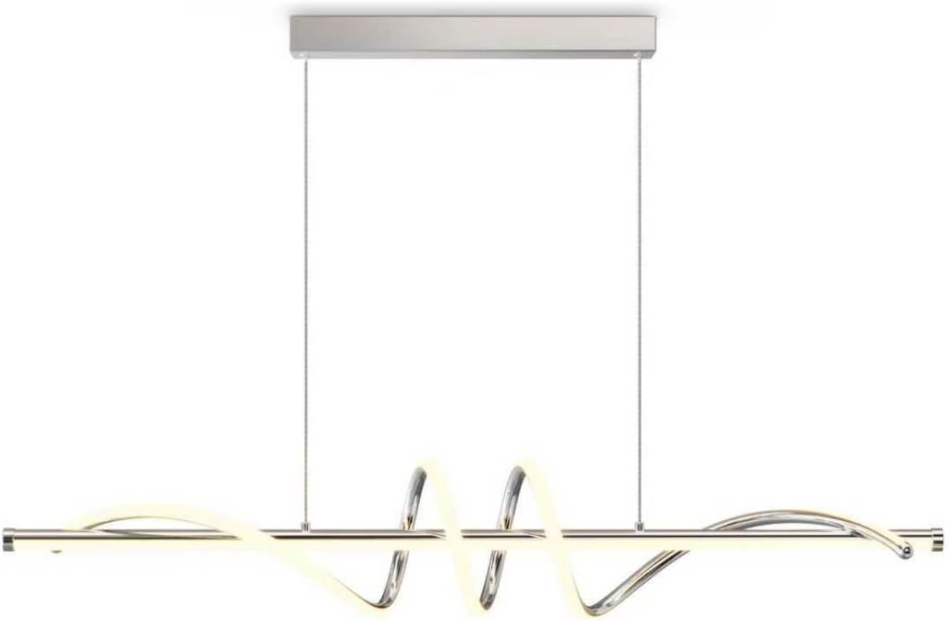 Lámpara colgante LED moderna para mesa de comedor, temperatura de color de 3000K/4000K/6000K (10%–100%), regulable con mando a distancia, lámpara colgante para cocina, salón, comedor, dormitorio - cromo plateado, 100 cm