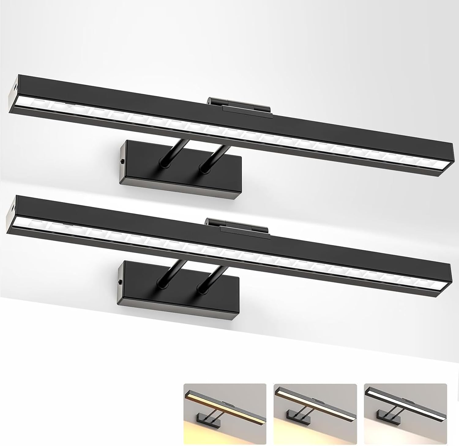 Lámpara de pared LED inalámbrica LABOREDUCER, recargable, con 3 temperaturas de color y control remoto con temporizador (negra, paquete de 2).