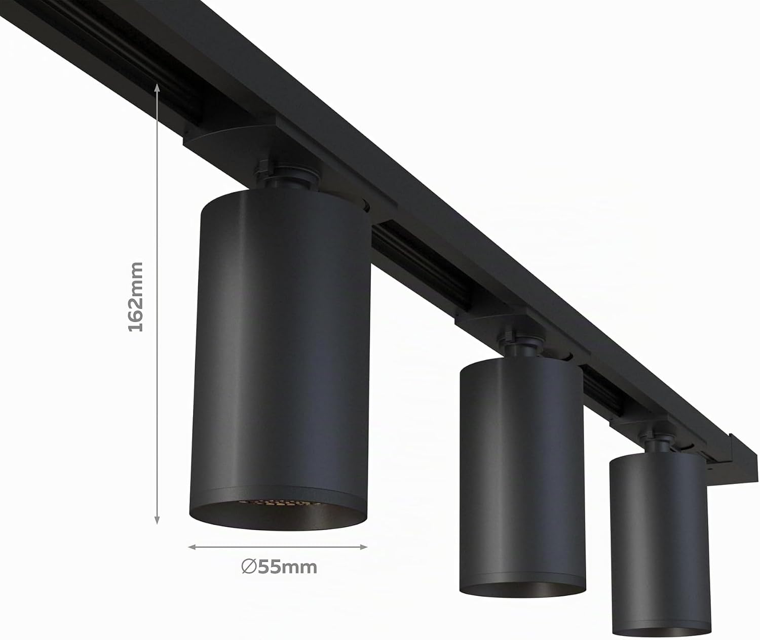 Sistema de riel LED CALEX, 2 m con 4 focos GU10 ajustables, negro mate, lámpara de techo moderna
