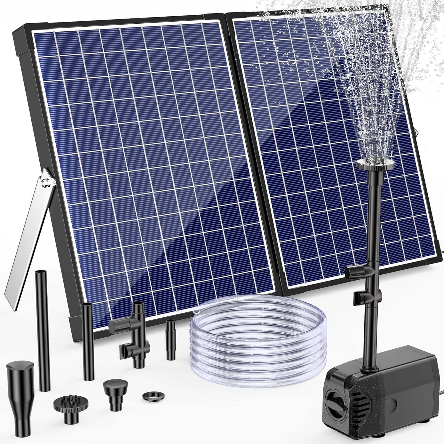 Fuente solar Biling de 35 W para uso exterior con 4 boquillas, fuente solar de 1200 L/H para estanques de jardín grandes (5-15 m²), control de flujo, bomba silenciosa para estanques, cascadas solares para piscinas DIY, aireación.